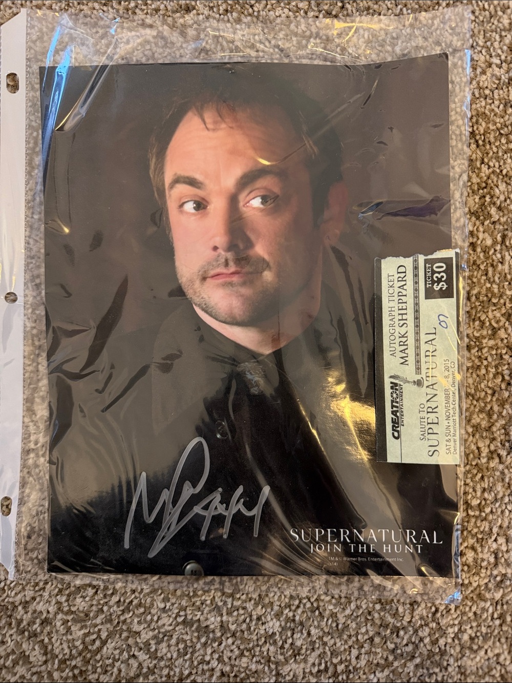 Signed Supernatural Promo Photo - Mark Sheppard - Black